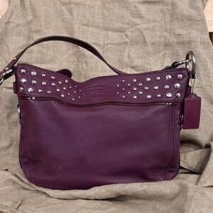 Coach Zoe Dark Purple Studded Shoulder Bag - EUC!!!